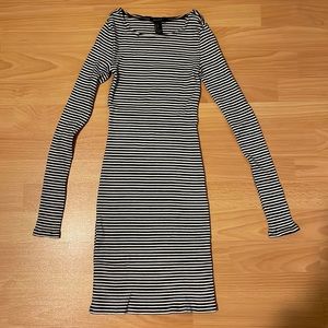 Long sleeve blue and white striped dress, Size Small, Worn twice